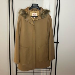 BRAND NEW - BROOKS BROTHERS - CAMEL BROWN WOOL COAT w/ HOOD